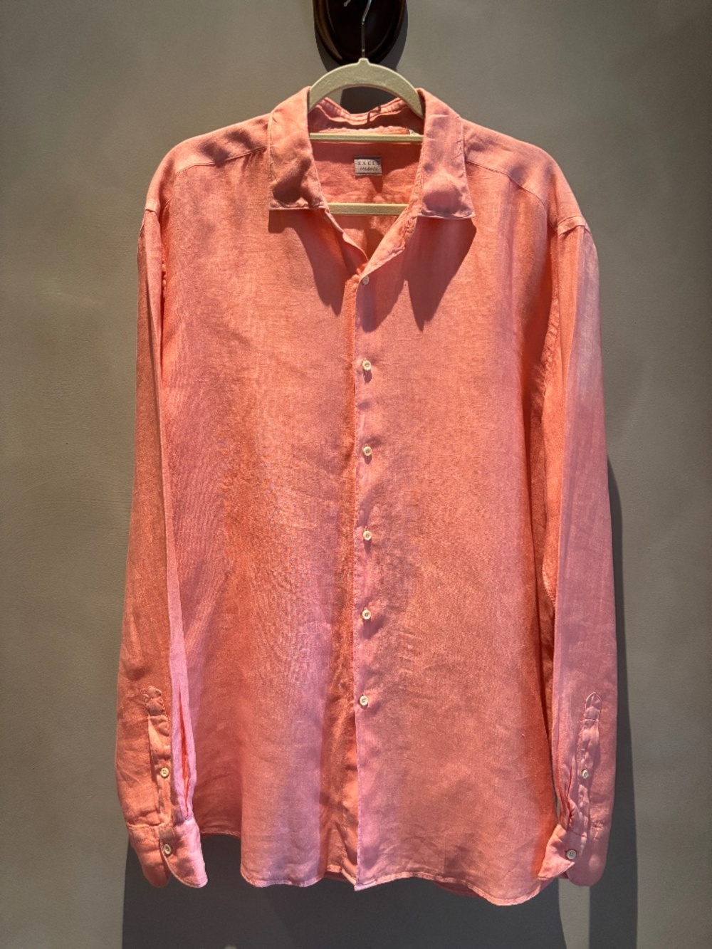 XACUS Mens Linen Coral Button Shirt